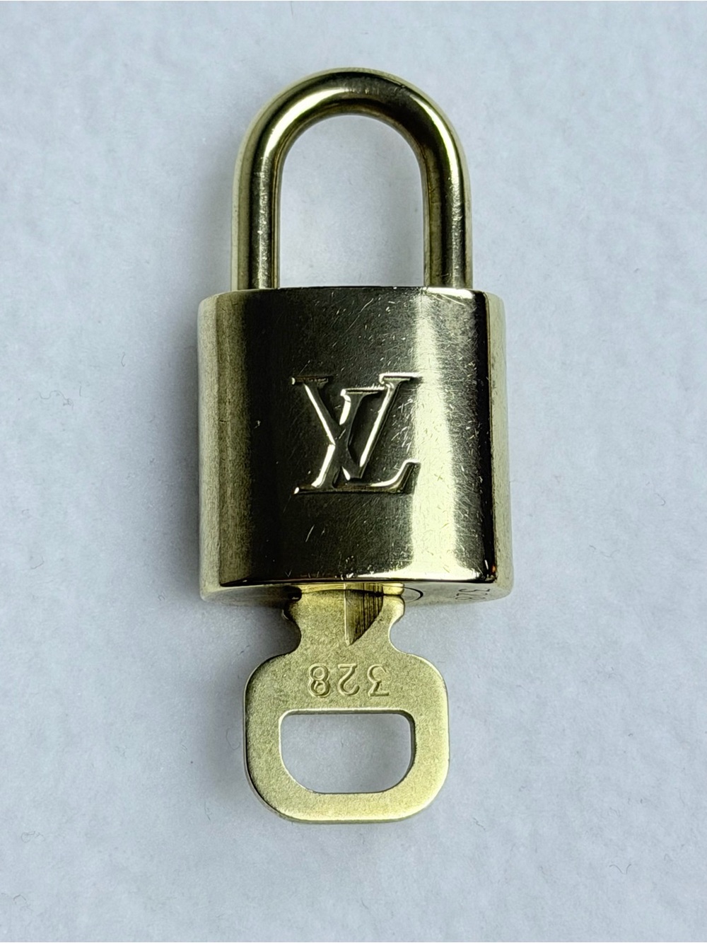 Louis Vuitton Gold Brass Lock Padlock & Key #328 Bag Charm Accessory